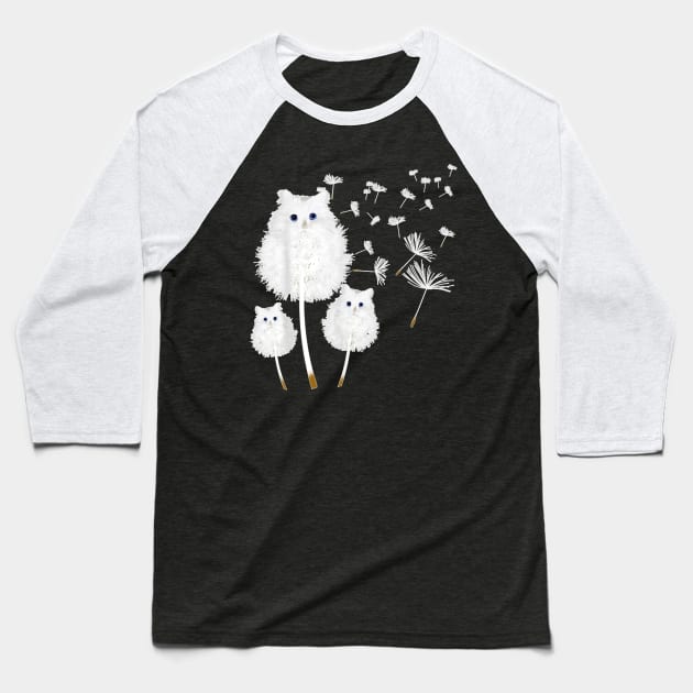 Cat Dandelion Flower Cat Lover Gift Baseball T-Shirt by Peter Smith